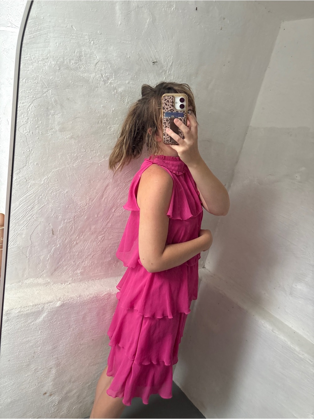 Fuscia pink woman’s ruffled essentials dress - Picture 10 of 10
